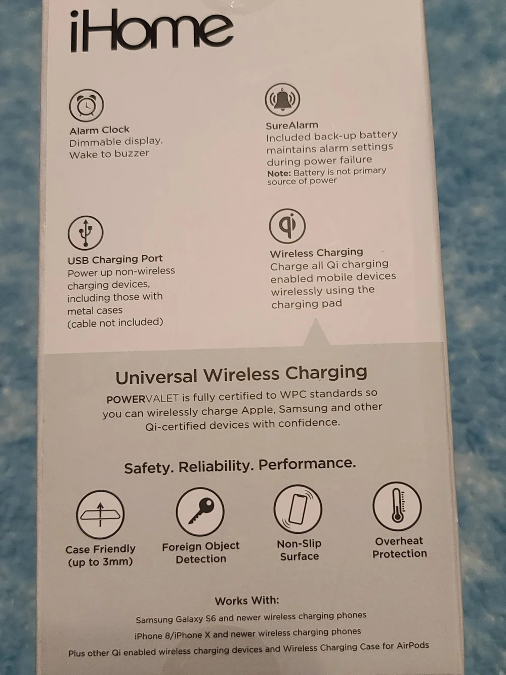 NEW IN BOX - iHome PowerValet 2-in-1 Wireless Charger - Black
